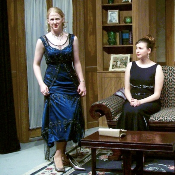 Amber Nicole Collection Dresses & Skirts - Gently Draping Beaded Teal Satin Gown, Prom